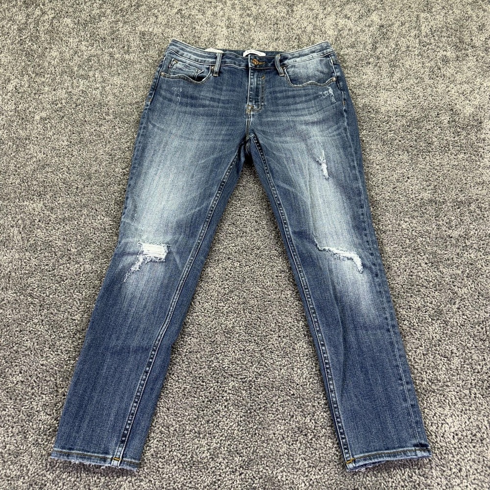 Vigoss Jeans Womens 31 Blue Jagger Skinny Distressed Medium Wash Denim Stretch